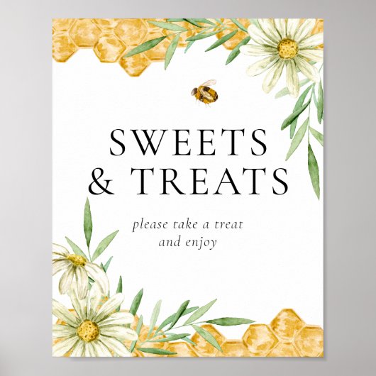 Poster Honey Bee Bridal Shower Sweets & Treats Table Sign (Devant)