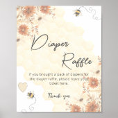 Poster Honey Boho Fleur sauvage Baby shower Déchets Raffl (Devant)