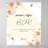 Poster Honey Boho Fleur sauvage Baby shower Maman-osa Bar (Devant)