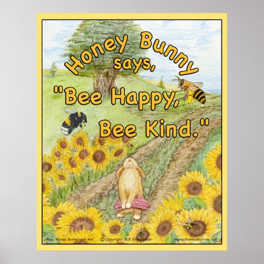 Poster Honey Bunny dit 'Abey Happy, Bee Kind' (Devant)
