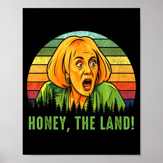 Poster Honey The Land Funny Retro Sunset Forest (Devant)