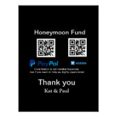 Poster Honeymoon Fund PayPal Venmo QR code Merci (Devant)