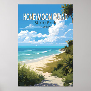 Poster Honeymoon Island State Park Florida Travel Vintage