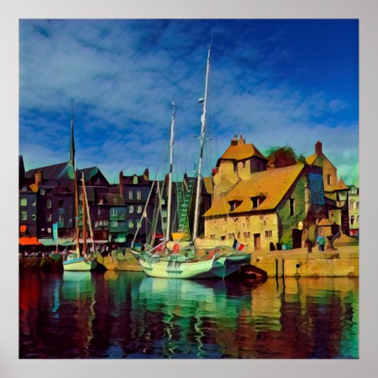 Poster HONFLEUR - amarrage - jetée ancienne - panorama (Devant)