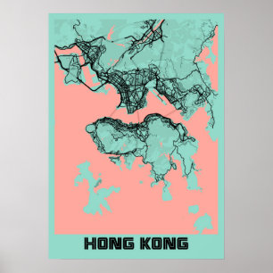 Poster Hong Kong - Carte de la ville de Hong Kong