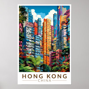 Poster Hong Kong China Apartments Travel Art Vintage