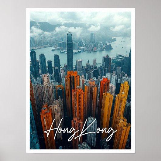 Poster Hong Kong Chine Skyline Top View (Devant)