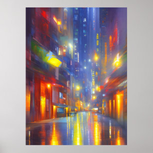 Poster Hong Kong Neon illumine la ville colorée