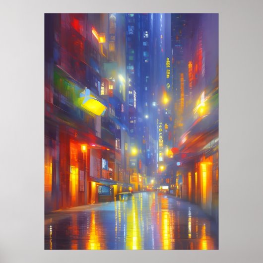 Poster Hong Kong Neon illumine la ville colorée (Devant)