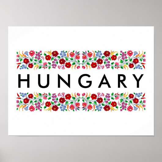 Poster hongrie nom du symbole du pays texte motif folklor (Devant)