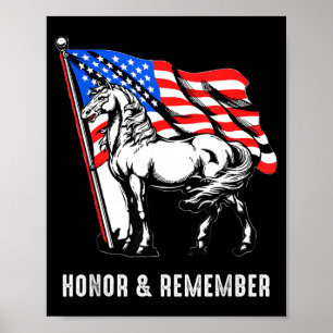 Poster Honneur Se souvenir Cheval Patriotique Drapeau Amé