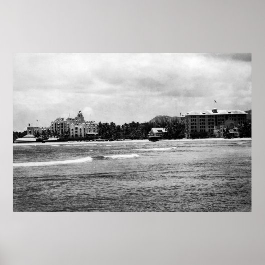 Poster Honolulu, HA - Vue de Moana & Royal Hawaiian (Devant)