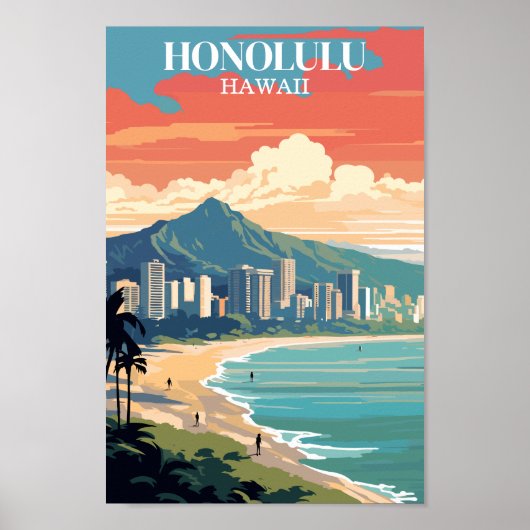 Poster Honolulu, Hawaii : Voyage Vintage (Devant)
