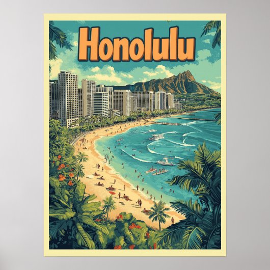 Poster Honolulu - Urban Hawaii Beach (Devant)