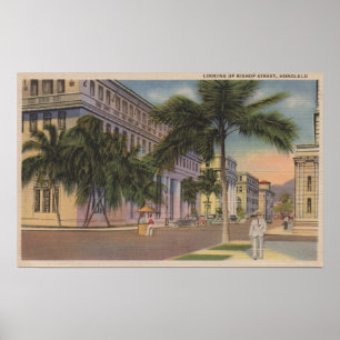 Poster Honolulu, VIHiew de l'évêque St.Honolulu, HI