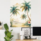 Poster Honolulu Voyage Hawaïen de style vintage (Bureau à domicile)