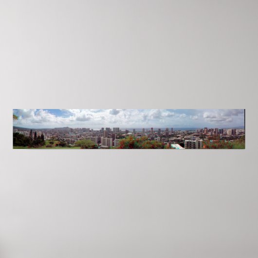 Poster Honolulu Waikiki Diamond 3D Anaglyph Panorama (Devant)