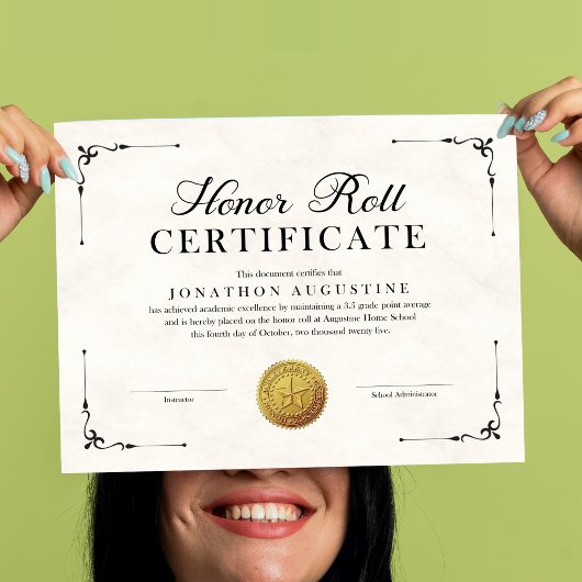 Poster Honor Roll Certificate