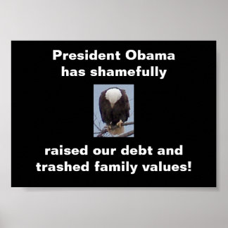 Poster Honte sur l'affiche photo du président Obama Bald