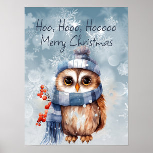 Poster Hoo Hoo Little Owl Joyeux Noël