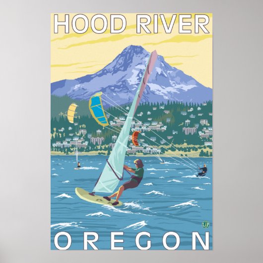 Poster Hood River, ORWind Surfers & Kite Boarders (Devant)