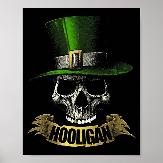 Poster Hooligan Skull Funny Iri-shirt (Devant)