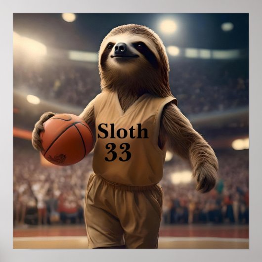 Poster Hoops and Hangs : Le Slam Dunking Sloth, (Devant)