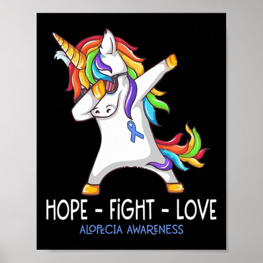 Poster Hope Fight Love Alopecia Awareness Support Alopeci (Devant)