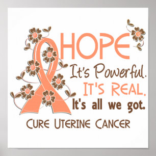 Poster Hope Flower Ribbon Cancer utérin