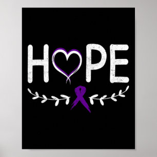 Poster Hope Heart Purple Ribbon Cancer pancréatique