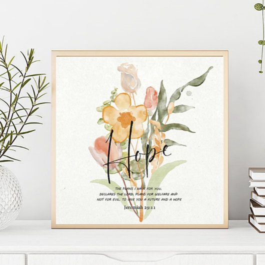Poster Hope-Jeremiah 29:11 orange floral