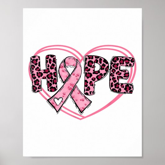 Poster Hope Leopard Cancer du sein Sensibilisation Coeur (Devant)