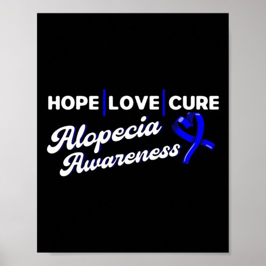 Poster Hope Love Cure Support Alopecia Awareness Ruban (Devant)