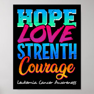 Poster Hope Love Force Courage - Leucémie Cancer Aware