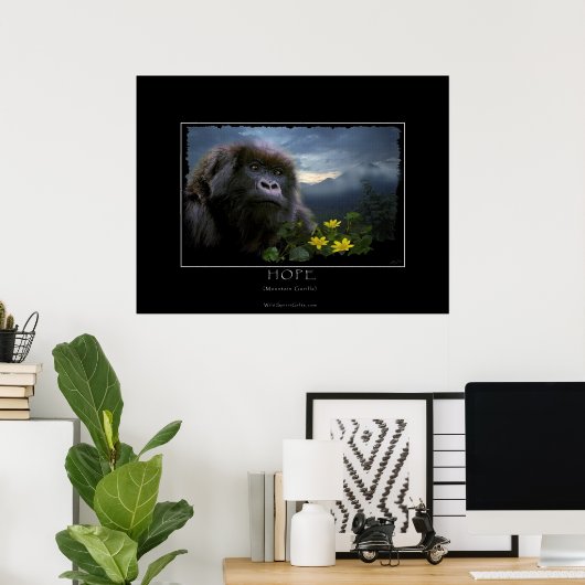 Poster HOPE Mountain Gorilla Wildlife Art Imprimer (Bureau à domicile)