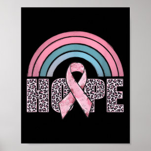 Poster Hope Pink Ribbon Leopard Sensibilisation au cancer