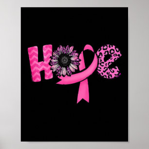 Poster Hope Pink Ribbon Leopard Sunflower Breast Cancer A