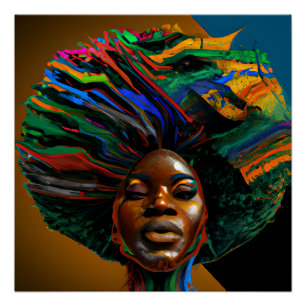 Poster Hope Rainbow Hair Black Melanin Afro Queen Crown