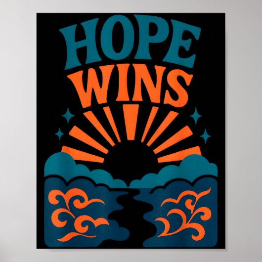 Poster Hope Wins Romans 15_13 Sunrise Ocean Christian (Devant)