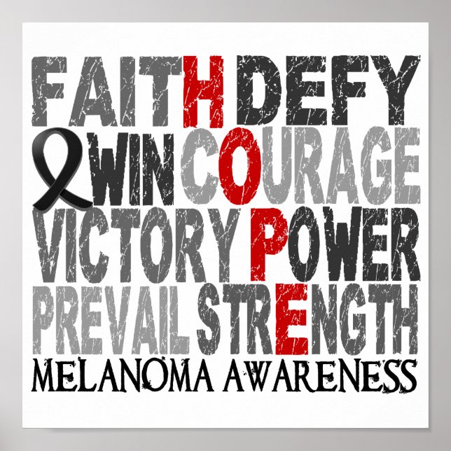 Poster Hope Word Collage Melanoma (Devant)