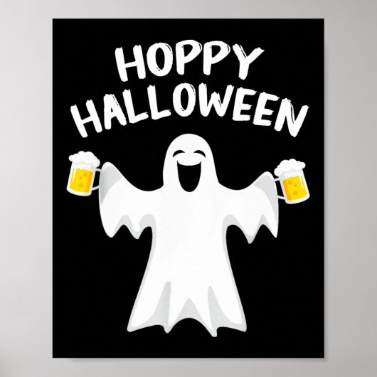 Poster Hoppy Halloween Funny Halloween jolie bière fantôm (Devant)