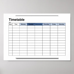 Poster horaire,cadeau,programme, affiche, anglais