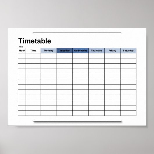 Poster horaire,cadeau,programme, affiche, anglais (Devant)