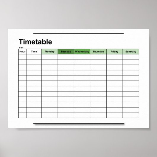 Poster horaire,cadeau,programme, affiche, anglais (Devant)