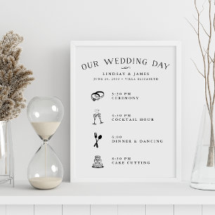 Poster Horaire illustré du jour de mariage