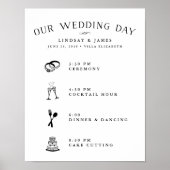 Poster Horaire illustré du jour de mariage (Devant)