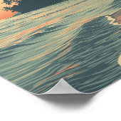 Poster Horizon Crimson : Coucher de soleil de mer serein (Coin)