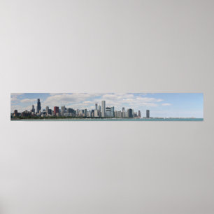 Poster Horizon de Chicago comme vu du planétarium d'adler