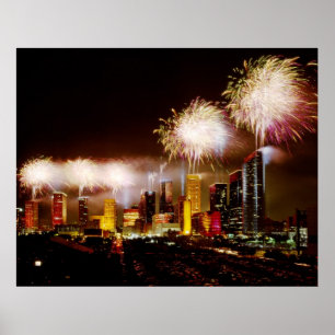 Poster Horizon de Houston, le Texas avec des feux