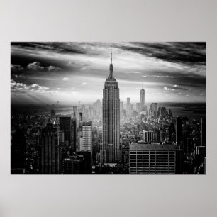 Poster Horizon de New York City noir et blanc